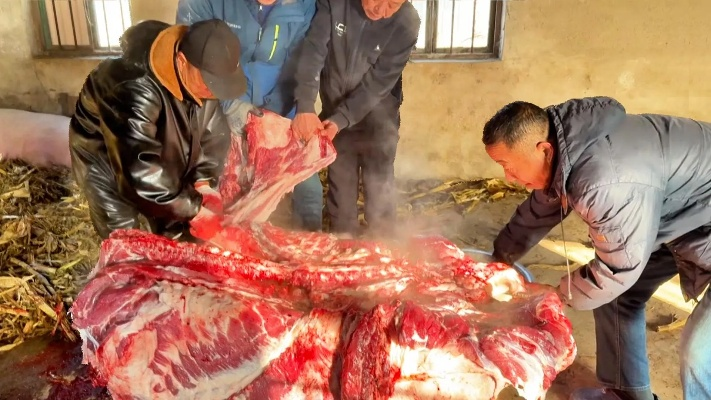 升温愁坏东北人，500斤年货没处放，一天三顿全是肉