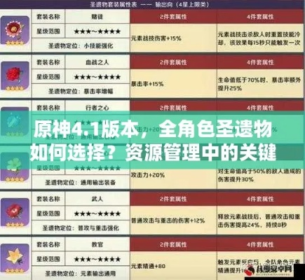 能源中心圣物怎么选？限定类型拆解+热门需求匹配+实战养成指南